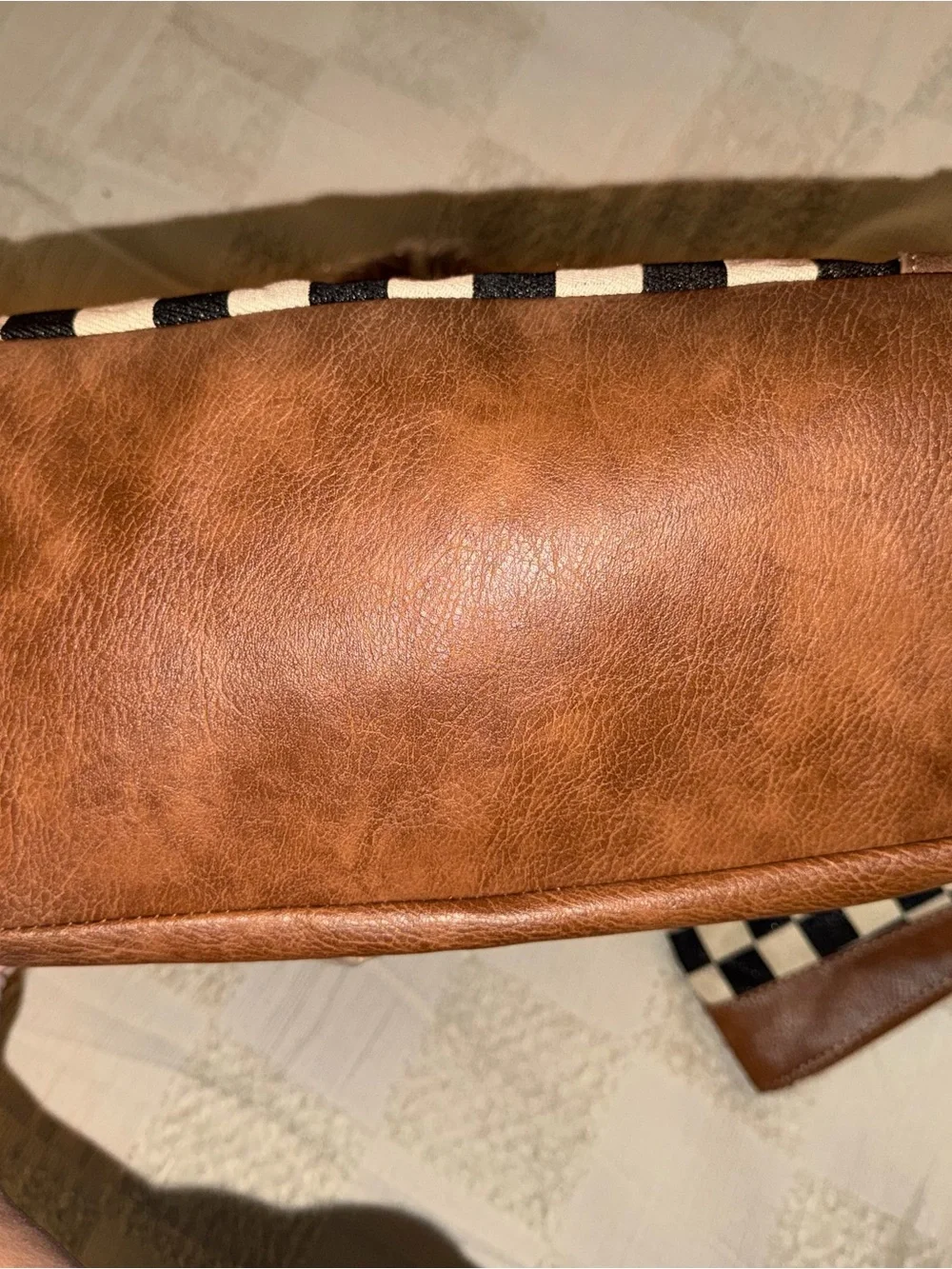 Checkerboard Crossbody Bag with Matching Pouch